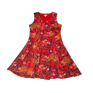 Coldwater Creek size 2x red floral A-line dress